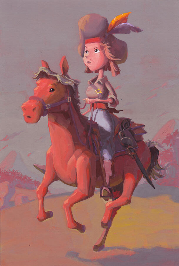 Gouache Painting Gouache painting of a pirate riding a horse by Mackenzie Nash.